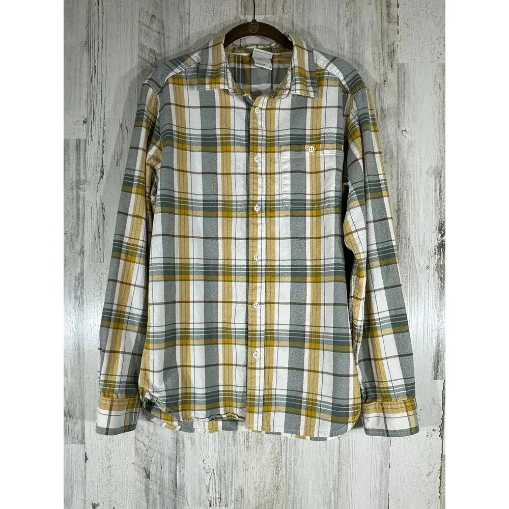 North Face Mens Hayden Pass 2.0 Shirt Size Medium Gray‎ Yellow Plaid 100% Cotton